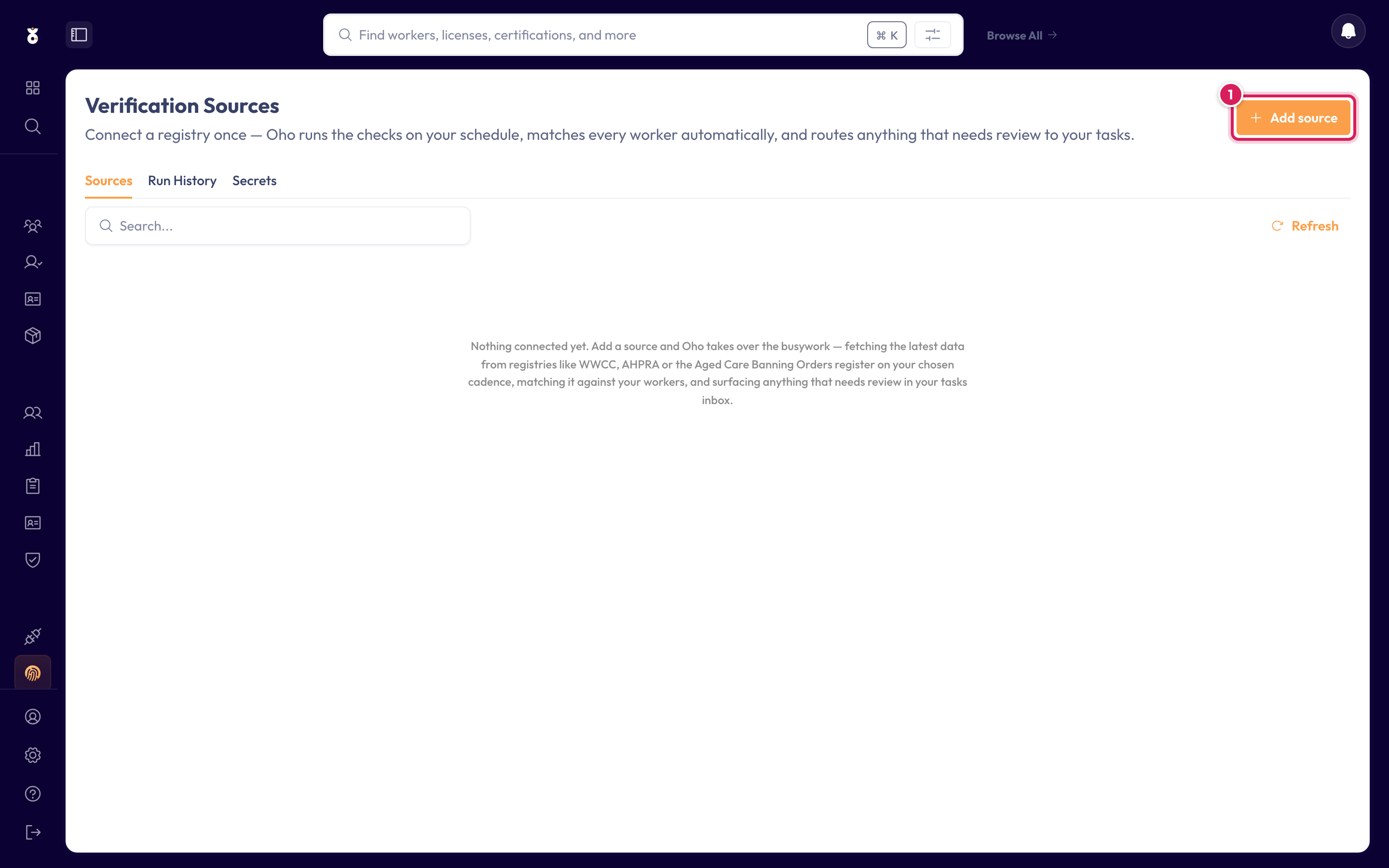 The Verification Sources page